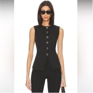 Black Sleeveless Button-Up Top